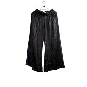 Alexis Silk Wide Leg Pants Black Mid-Rise  Elasticized Waist sz M